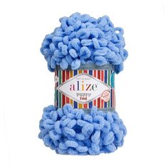 Пряжа Alize Puffy Fine 100г 14м (100% микрополиэстер) (112 голубой) 5 шт