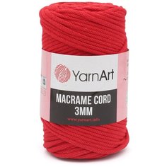 Пряжа YarnArt Macrame Cord 3мм 250гр 85м (60% хлопок, 40% вискоза и полиэстер) (773 красный) 4 шт