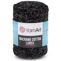 Пряжа YarnArt Macrame cotton Lurex 250гр 205м (75% хлопок, 13% полиэстер, 12% металлик) (723 черное серебро) 4 шт