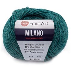 Пряжа YarnArt Milano 50гр 130м (8% альпака, 20% шерсть, 8% вискоза, 64% акрил) (873 темная бирюза) 10 шт