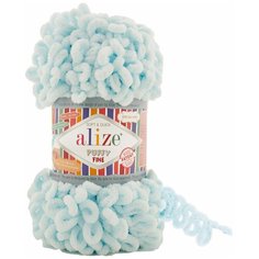 Пряжа Alize Puffy Fine 100г 14м (100% микрополиэстер) (522 светло-голубой) 5 шт