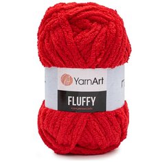 Пряжа YarnArt Fluffy 150гр 70м (100% микрополиэстер) (723 красный) 3 шт