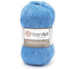 Пряжа YarnArt Angora Star 100гр 500м (20% тонкая шерсть, 80% акрил) (600 ярко-голубой) 5 шт