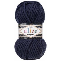 Пряжа ALIZE SUPERLANA MEGAFIL 100гр. 55м (25% Шерсть - 75% Aкрил) (58 темно-синий) 5 шт