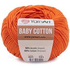 Пряжа YarnArt Baby Cotton 50гр 165м (50% хлопок, 50% акрил) (421 оранжевый) 10 шт
