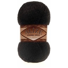 Пряжа Alize Angora Gold Simli 100гр. 500м. (20% шерсть, 5% металлик, 75% акрил) (60 черный) 5 шт