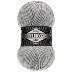 Пряжа ALIZE SUPERLANA MIDI 100гр. 170м (25% Шерсть - 75% Aкрил) (208 светло-серый меланж) 5 шт