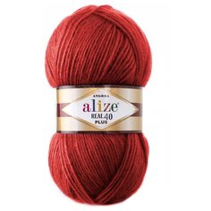 Пряжа Alize Angora Real 40 Plus 100гр. 225м. (40% шерсть, 60% акрил) (56 красный), 5 мотков