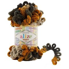 Пряжа Alize Puffy Color 100г 9м (100% микрополиэстер) (6082 тигр) 5 шт