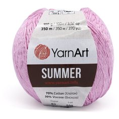 Пряжа YarnАrt Summer 100гр 350м (70% хлопок, 30% вискоза) (01 светло-сиреневый) 4 мотка