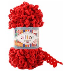 Пряжа Alize Puffy Fine 100г 14м (100% микрополиэстер) (56 красный) 5 шт