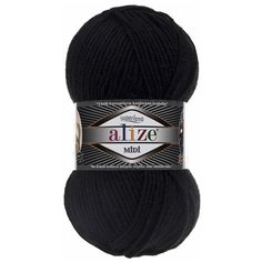 Пряжа ALIZE SUPERLANA MIDI 100гр. 170м (25% Шерсть - 75% Aкрил) (60 черный) 5 шт