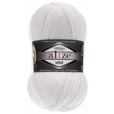 Пряжа ALIZE SUPERLANA MIDI 100гр. 170м (25% Шерсть - 75% Aкрил) (55 белый) 5 шт