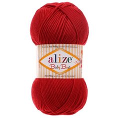 Пряжа Alize Baby Best 100г 240м (10% бамбук, 90% акрил) с эффектом АНТИПИЛЛИНГ (106 темно-красный) 5 шт