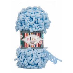 Пряжа Alize Puffy Fine 100г 14м (100% микрополиэстер) (218 детский голубой) 5 шт