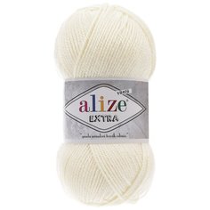 Пряжа ALIZE EXTRA 100гр. 220м (90% Aкрил - 10% Шерсть) (62 светло-молочный) 5 шт