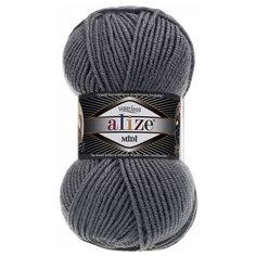 Пряжа ALIZE SUPERLANA MIDI 100гр. 170м (25% Шерсть - 75% Aкрил) (87 угольный серый) 5 шт