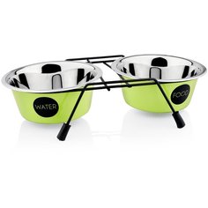 Набор Lilli Pet DOUBLE DINNER: миски для животных+подставка, 2Х250мл, зеленая