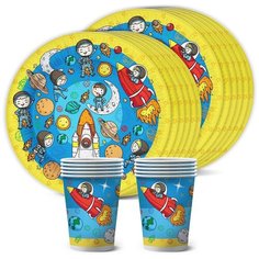Набор для праздника Космонавты (стакан и тарелка по 12 шт.) ND Play