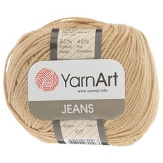 Пряжа YarnArt Jeans 50гр 160м (55% хлопок, 45% полиакрил) (07 бежевый), 10 мотков