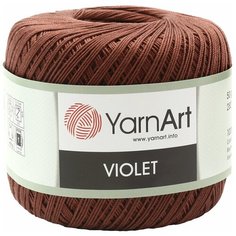 Пряжа YarnArt Violet 50гр 282м (100% мерсеризованный хлопок) (0077 коричневый), 6 мотков