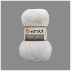 Пряжа YarnArt Mohair 100гр 220м (70% мохер, 30% акрил) (101 белый), 5 мотков