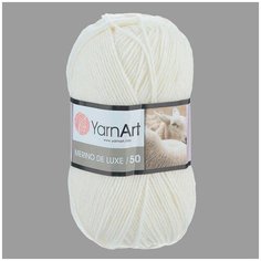 Пряжа YarnArt Merino de Lux 100гр 280м (50% шерсть, 50% акрил) (501 белый), 5 мотков