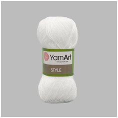 Пряжа YarnArt Style 50гр 185м (67% хлопок, 33% вискоза) (650 белый), 5 мотков