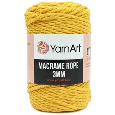 Пряжа YarnArt Macrame Rope 3мм 250гр 63м (60% хлопок, 40% вискоза и полиэстер) (764 желтый), 4 мотка