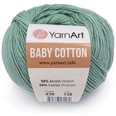 Пряжа YarnArt Baby Cotton 50гр 165м (50% хлопок, 50% акрил) (439 зеленая бирюза), 10 мотков