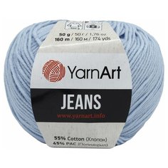 Пряжа YarnArt Jeans 50гр 160м (55% хлопок, 45% полиакрил) (75 небесно-голубой), 10 мотков