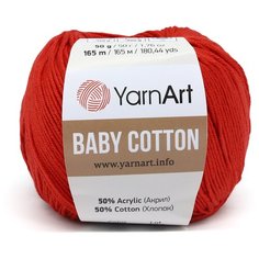 Пряжа YarnArt Baby Cotton 50гр 165м (50% хлопок, 50% акрил) (426 красный), 10 мотков