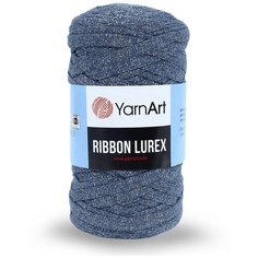 Пряжа YarnArt Ribbon Lurex 250гр 110м (60% хлопок, 20% вискоза, полиэстер, 20% металлик) (730 джинсовый), 4 мотка
