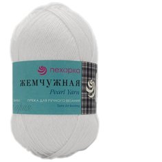 Пряжа Пехорка Жемчужная 100гр. 425м. (50% хлопок, 50% вискоза) (01-Белый), 5 мотков