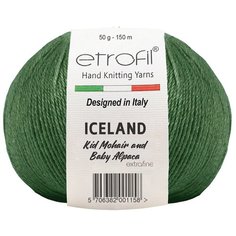 Пряжа Etrofil ICELAND 50гр 250м (10% кид мохер, 5% беби альпака, 55% полиамид, 30% вискоза) (70419 зеленый) 10 шт