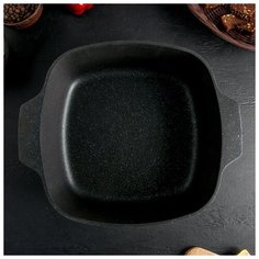 Кастрюля-жаровня Kukmara квадратная, Titanium pro, 5 л, стеклянная крышка, антипригарное покрытие, зеленый