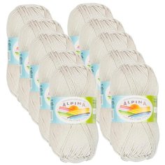 Пряжа Alpina Anabel, 100 % хлопок, 50 г, 120 м, 10 шт., №230 св.серый