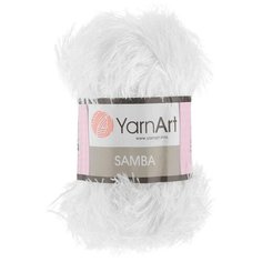 Пряжа YarnArt Samba травка 100гр. 150м.( 100% п/э) (501 белый), 5 мотков