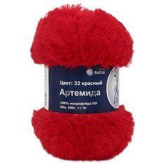 Пряжа для вязания Astra Premium Артемида 100гр. 60м (100% микрофибра ПЛ) (32 красный), 3 мотка