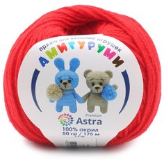 Пряжа для вязания Astra Premium Амигуруми 50гр 175 м (100% акрил) (046 красный), 6 мотков