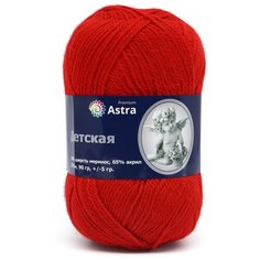 Пряжа для вязания Astra Premium Детская 90гр. 270м (35% шерсть меринос, 65% акрил) (красный), 3 мотка