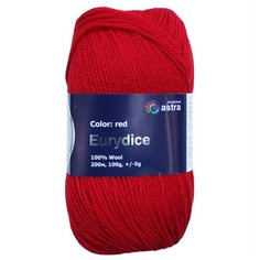 Пряжа для вязания Astra Premium Эвридика 100гр. 200м (100% шерсть) (09 красный), 3 мотка