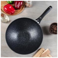 Сковорода-wok Kukmara 28*9,5 см, с ручкой, антипригарное покрытие, темный мрамор