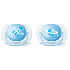 Пустышка силиконовая ортодонтическая Philips AVENT Ultra Soft SCF222/20 0-6 м, 2 шт., голубой