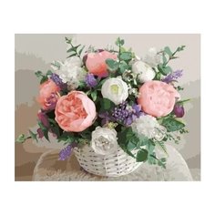 Картина по номерам Paintboy «Нежный букет в плетеной корзине» (холст на подрамнике, 40х50 см)