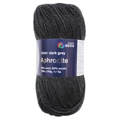 Пряжа для вязания Astra Premium Афродита 100гр. 250м (50% шерсть, 50% акрил) (06 темно-серый), 3 мотка