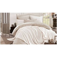 Постельное белье 1.5-спальное Hobby Home Collection Natural с покрывалом, жаккард, 2 наволочки 50 х 70 см, серый/белый