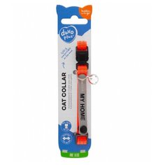 Ошейник для кошек нейлоновый, с адресником, DUVO+ "My Home", оранжевый, 20-30см/10мм (Бельгия)