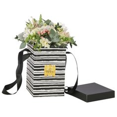 Корзина подарочная Дарите счастье Акварельные полоски 17 х 25 х 17 см черный/белый