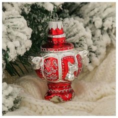 Ёлочное украшение "Самовар" красный 8 см Elita